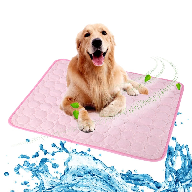 Pet Pad Summer Cooling Mat Dog Beds Mats Blue Pet Ice Pad Cool  Cold Silk Moisture-Proof  Cooler Mattress Cushion Puppy