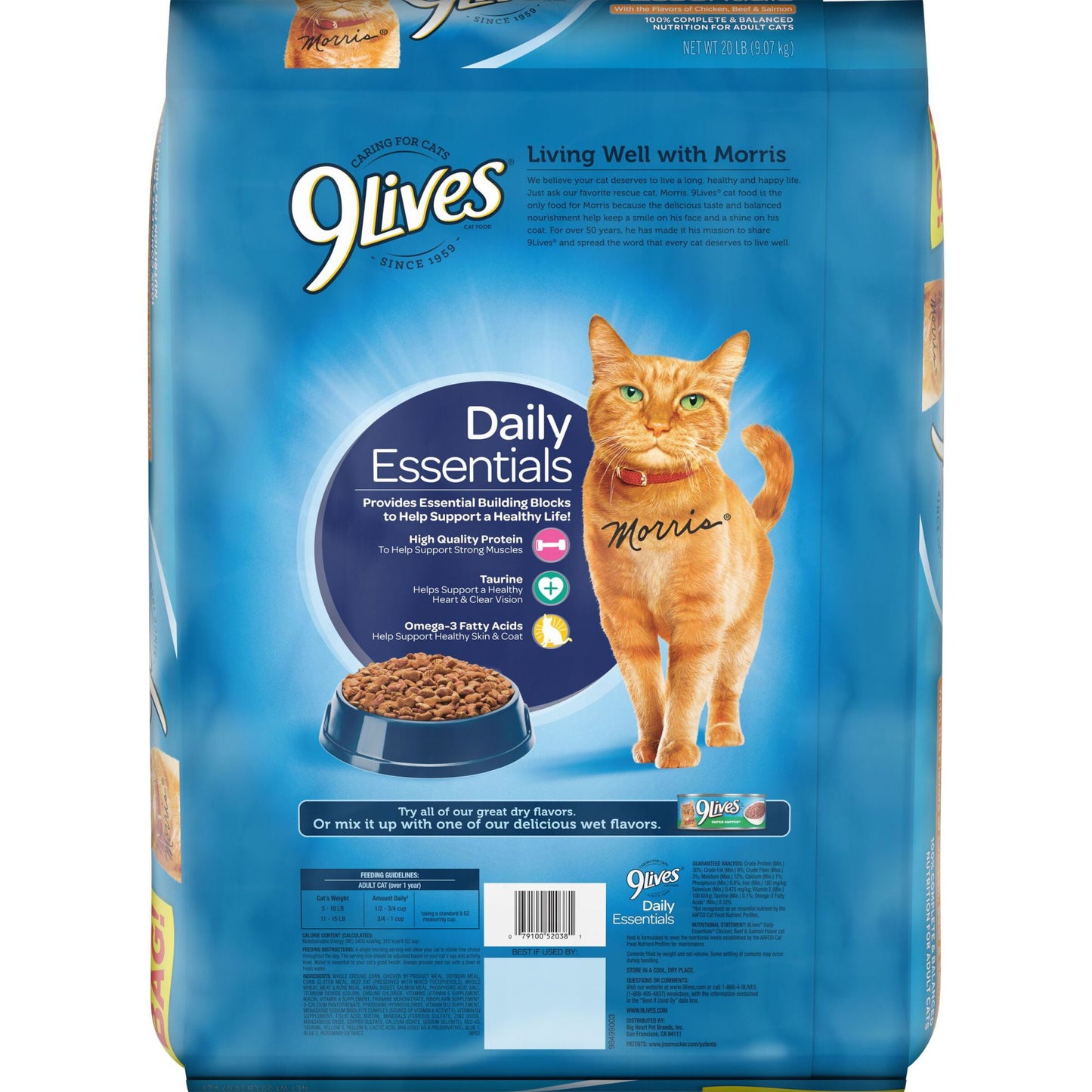9Lives Daily Essentials Dry Cat Food With Chicken, Beef & Salmon Flavors, 15.5 lb Bag