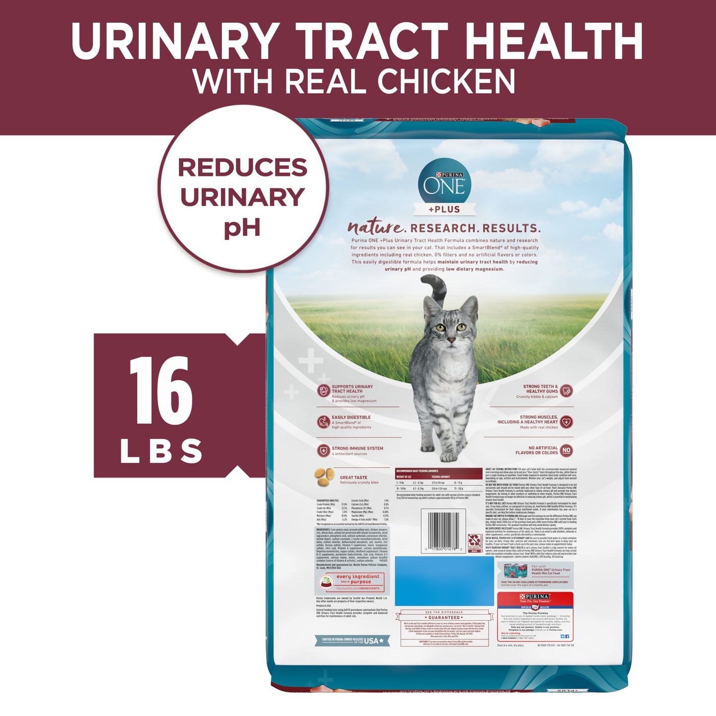 Purina ONE High Protein Dry Cat Food, +Plus Urinary Tract Health Formula, 7 lb. Bag