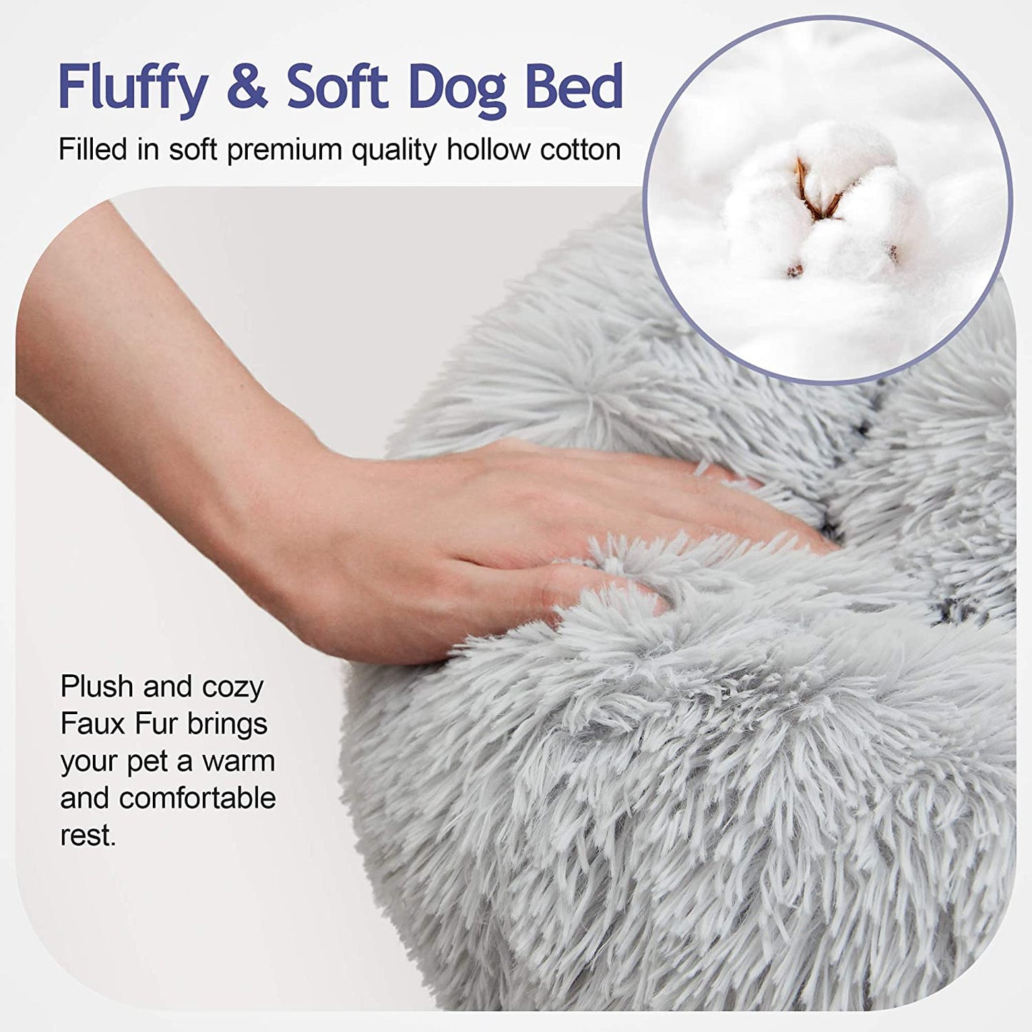 Donut Dog Bed Warm Soft Long Plush Pet Cushion