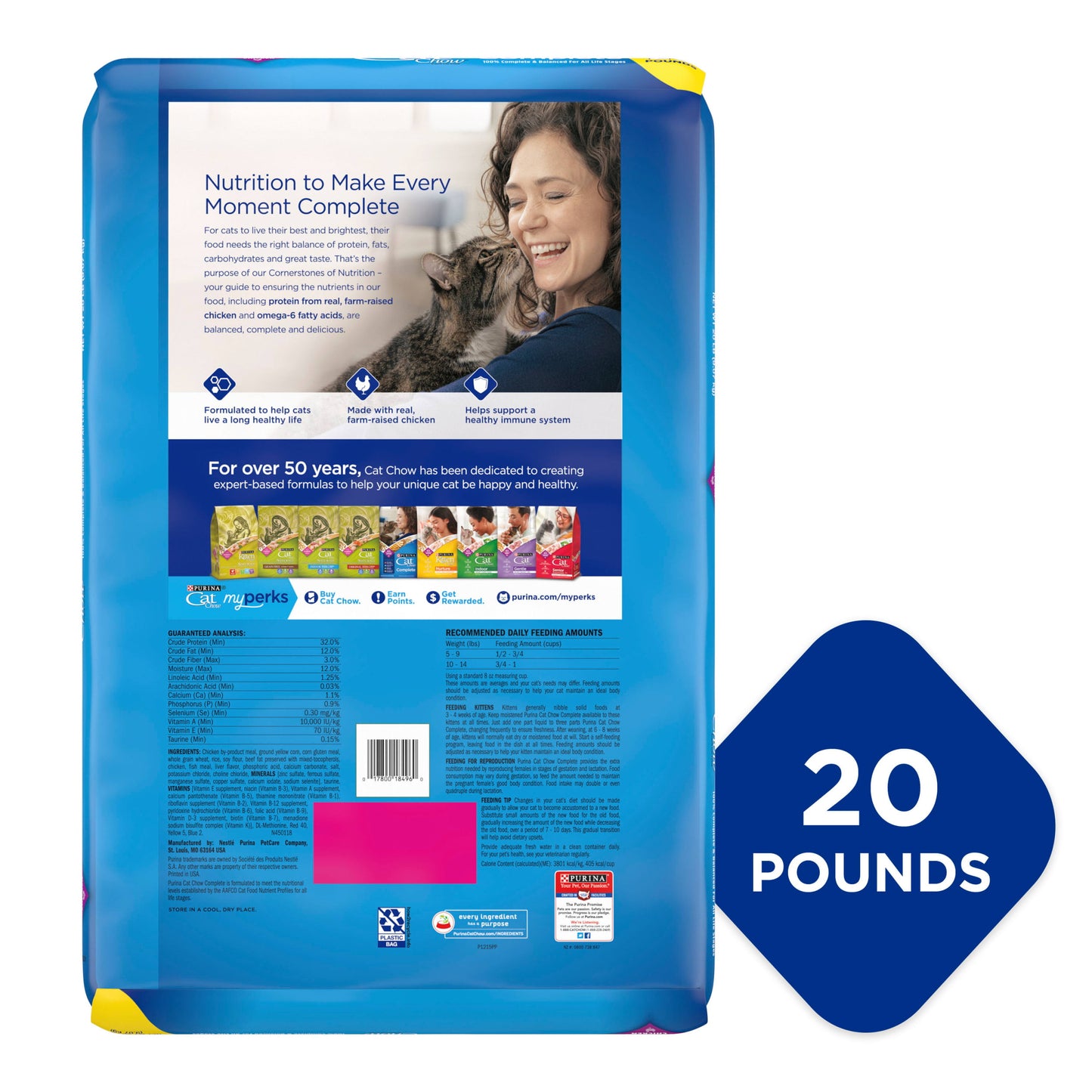 Purina Cat Chow High Protein Dry Cat Food, Complete, 15 lb. Bag