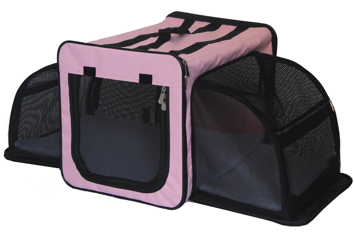 Pet Life Capacious Dual-expandable Wire Folding Lightweight Collapsible Travel Pet Dog Crate - Pink X-large