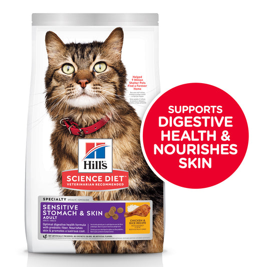 Hill's Pet Nutrition Science Diet Chicken & Rice Flavor Dry Cat Food for Adult, 3.5 lb. Bag