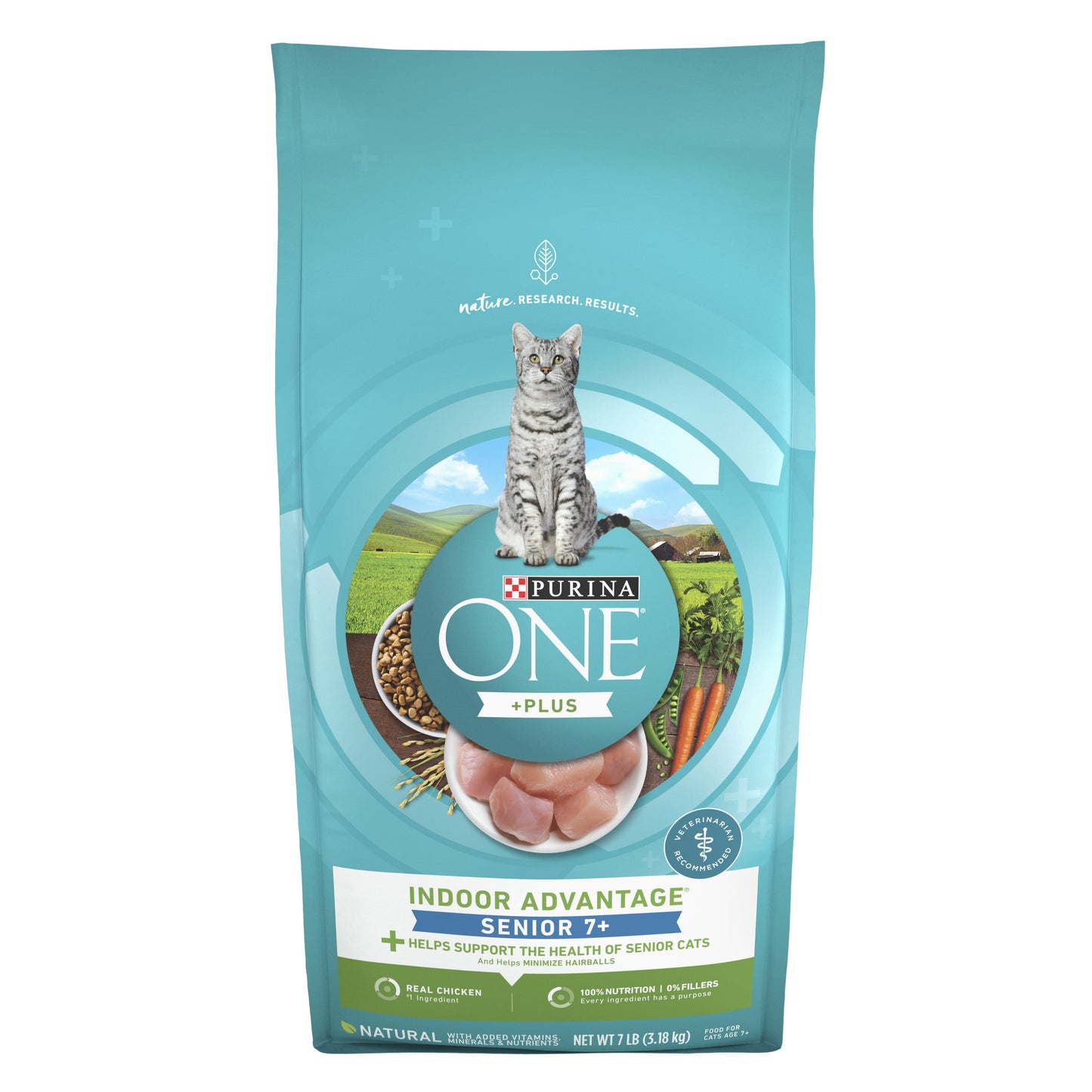 Purina ONE High Protein, Natural Senior Dry Cat Food, Indoor Advantage Senior+, 7 lb. Bag
