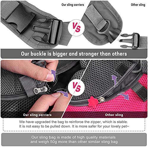 YUDODO Reflective Pet Dog Sling Carrier Breathable Mesh Travel Safe Sling Bag Carrier for Dogs Cats (S up to 5lbs Black)