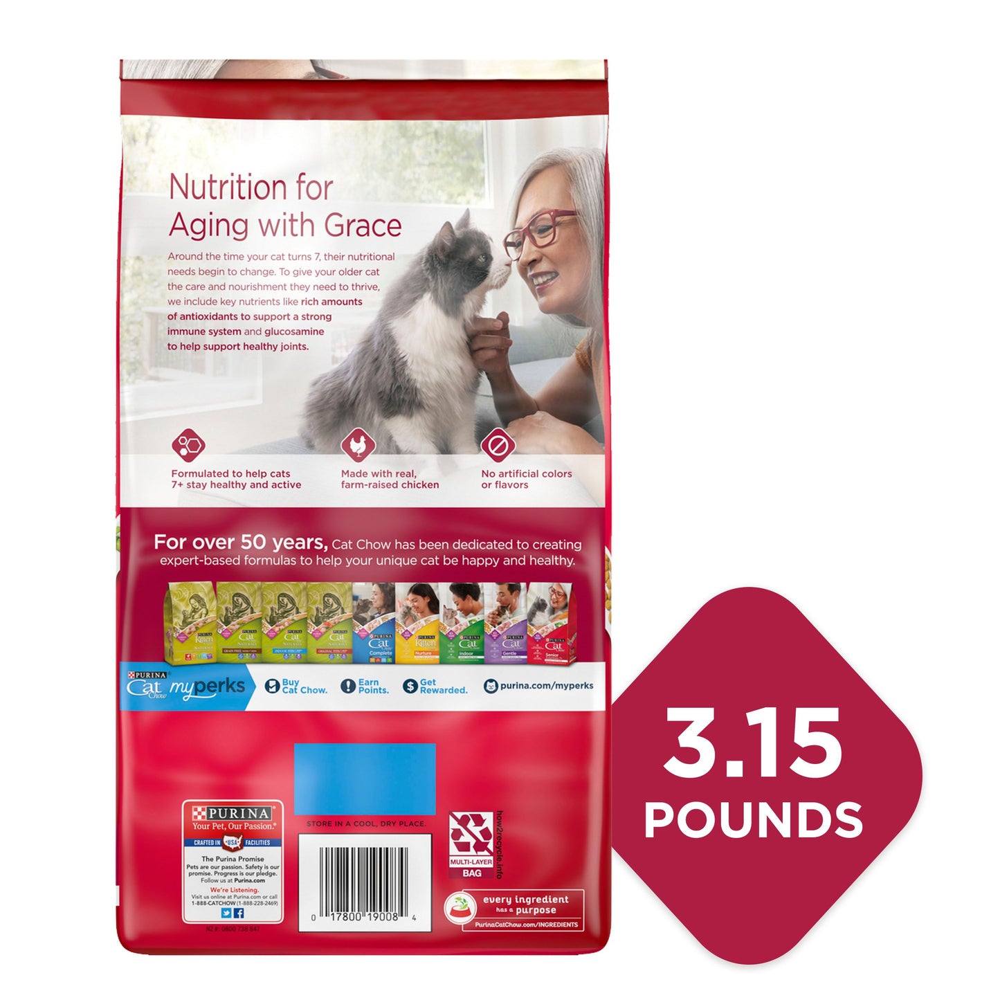 Purina Cat Chow Joint Health Senior Dry Cat Food, Essentials 7+ Immune + Joint Health Recipe, 14 lb. Bag