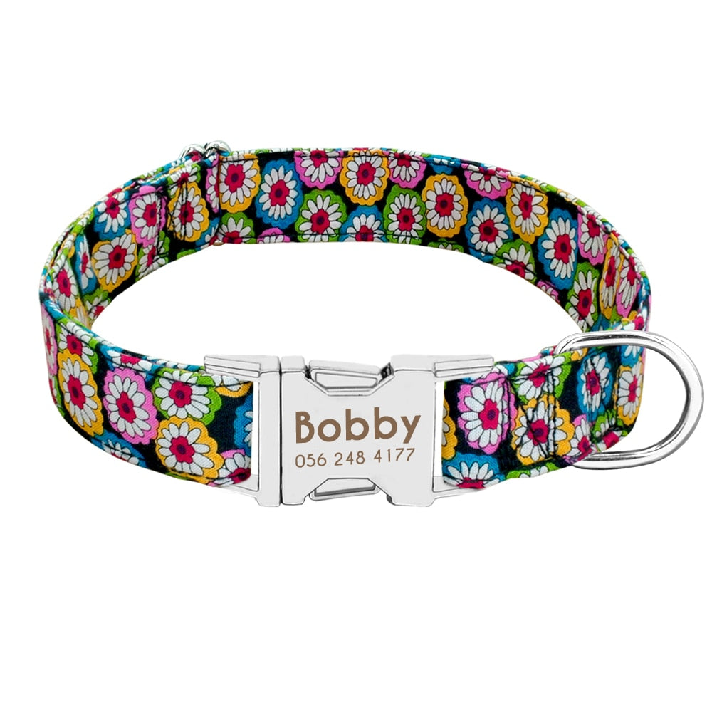 Adjustable Nylon Puppy, Cat, and Dog Tag Collar Leash Pet Nameplate ID Collars