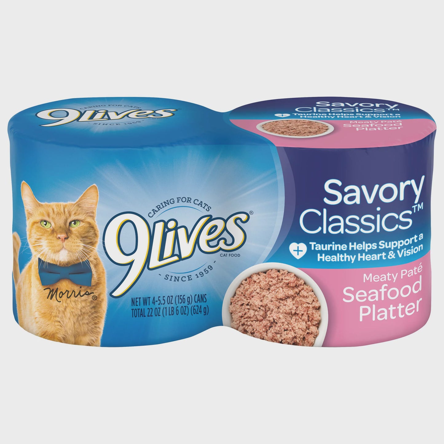 9Lives Meaty Paté Seafood Platter Wet Cat Food, 22-Ounce, Pack of 4